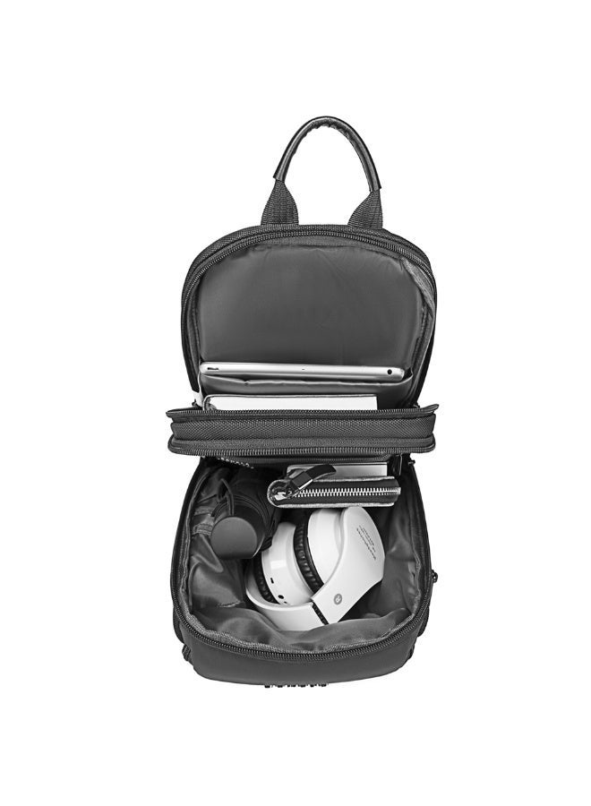 RAHALA 7086 Rahala Crossbody Bag Model 7086 - Men's Anti-Theft Shoulder Bag with USB Port and External Charging, Modern Water-Resistant Design for Travel and Work - Black - Image 4